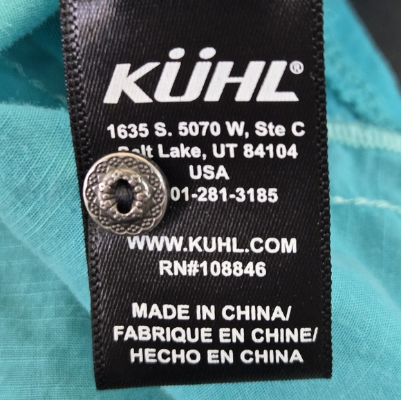 Kuhl Aqua Button-Up Women's Top Blouse Roll Tab 3/4 Sleeves Size L - Picture 7 of 9